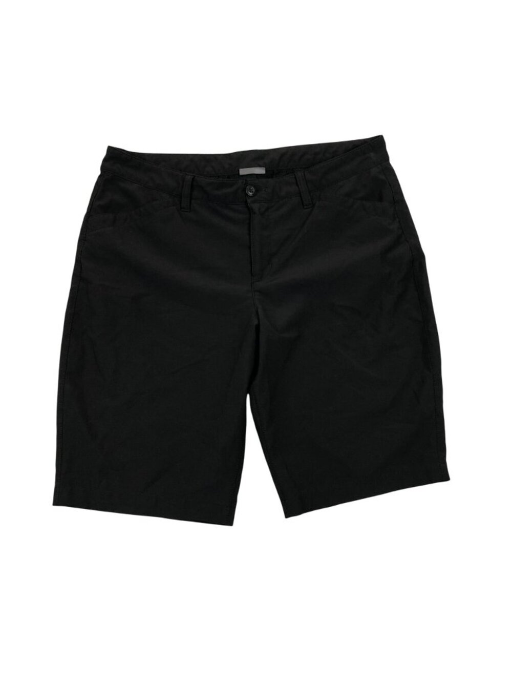 Eddie Bauer Chino Shorts Womens 12 Black Flat Front Bermuda Stretch Casual